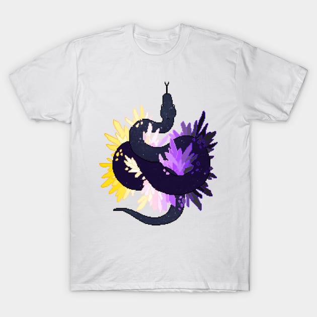 Nonbinary Pride Flag Galaxy Python T-Shirt by Oceanic Scribbles